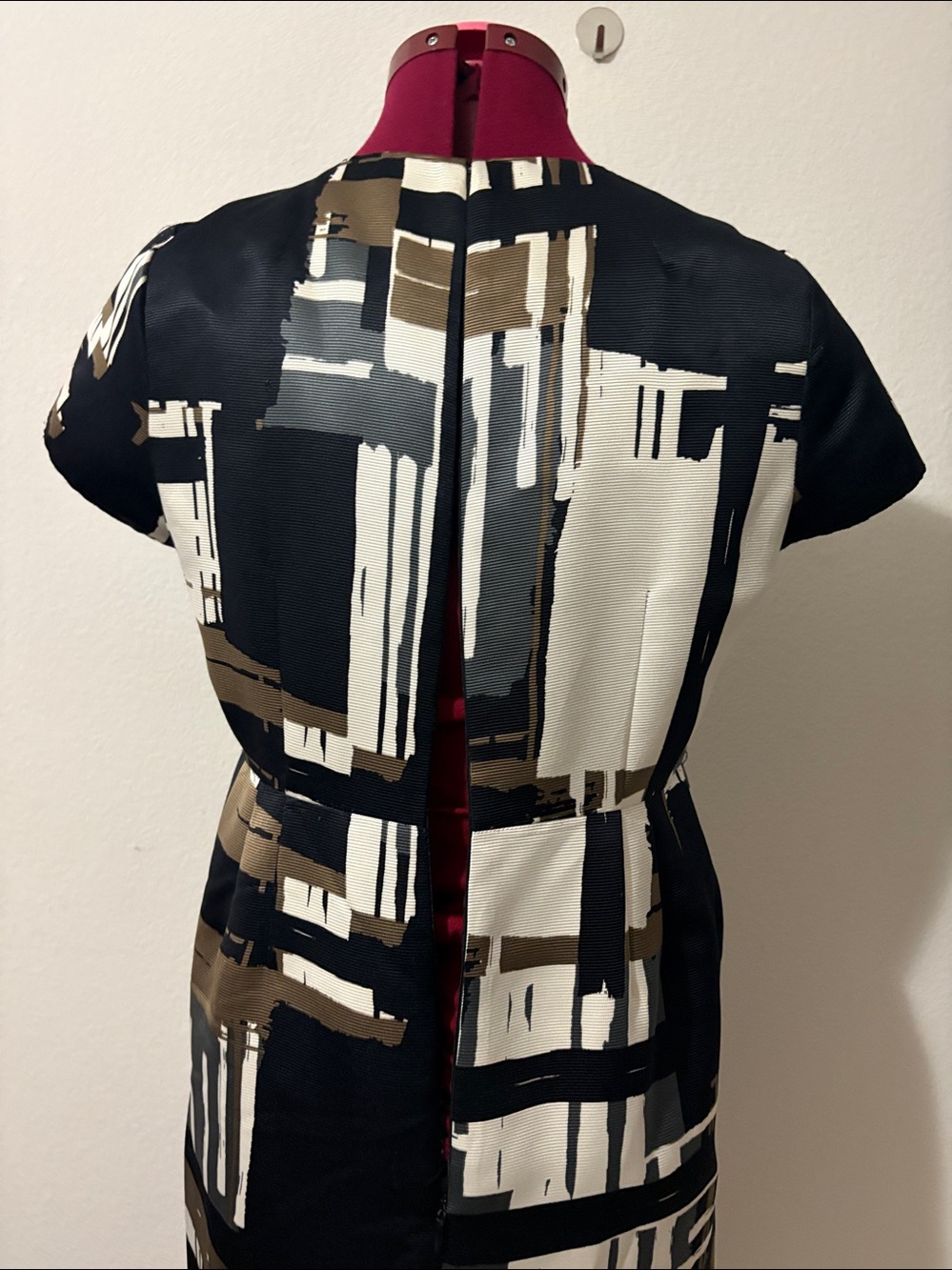Apostrophe Color Block SZ 10 lined Dress side pockets puff sleeves back zipper - Picture 5 of 12